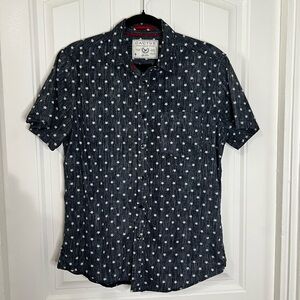 Cactus Men's Dark Blue Star Pattern Shirt